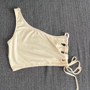 SHEIN, one shoulder crop, with side lace up detail, size M.